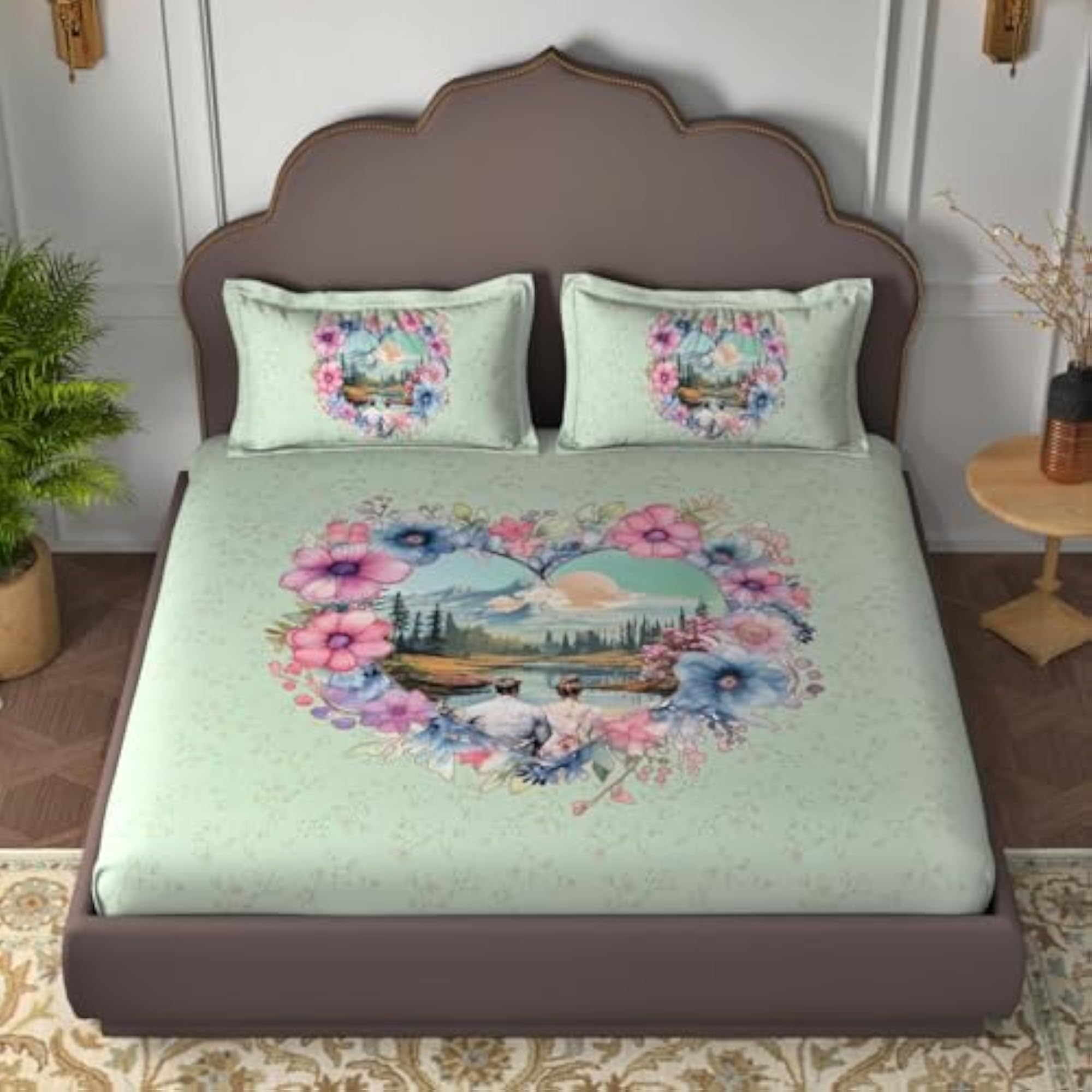 100% Pure Cotton King Size Bedsheet, Digital Print